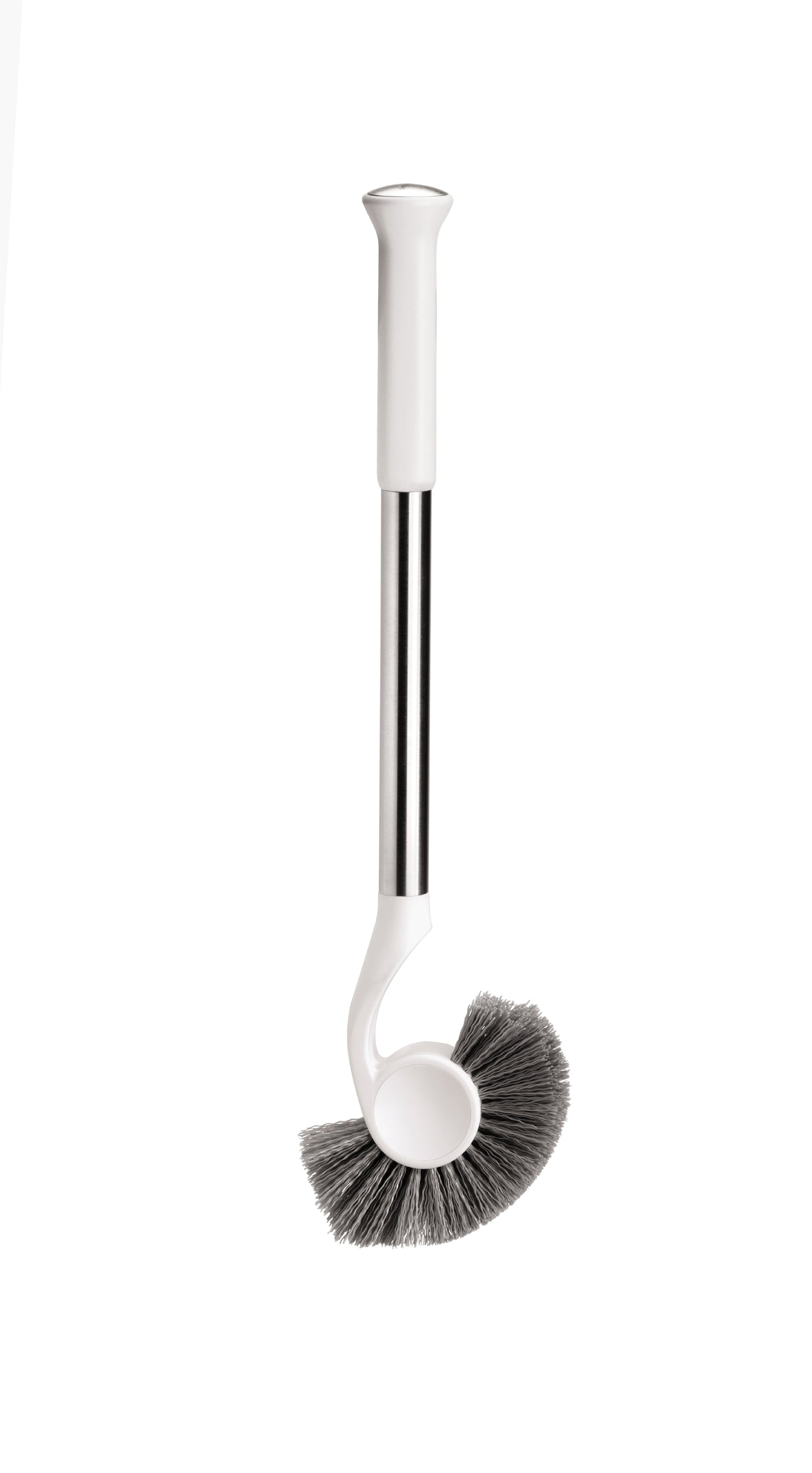 Toilet Brush with Caddy, Stainless Steel, White