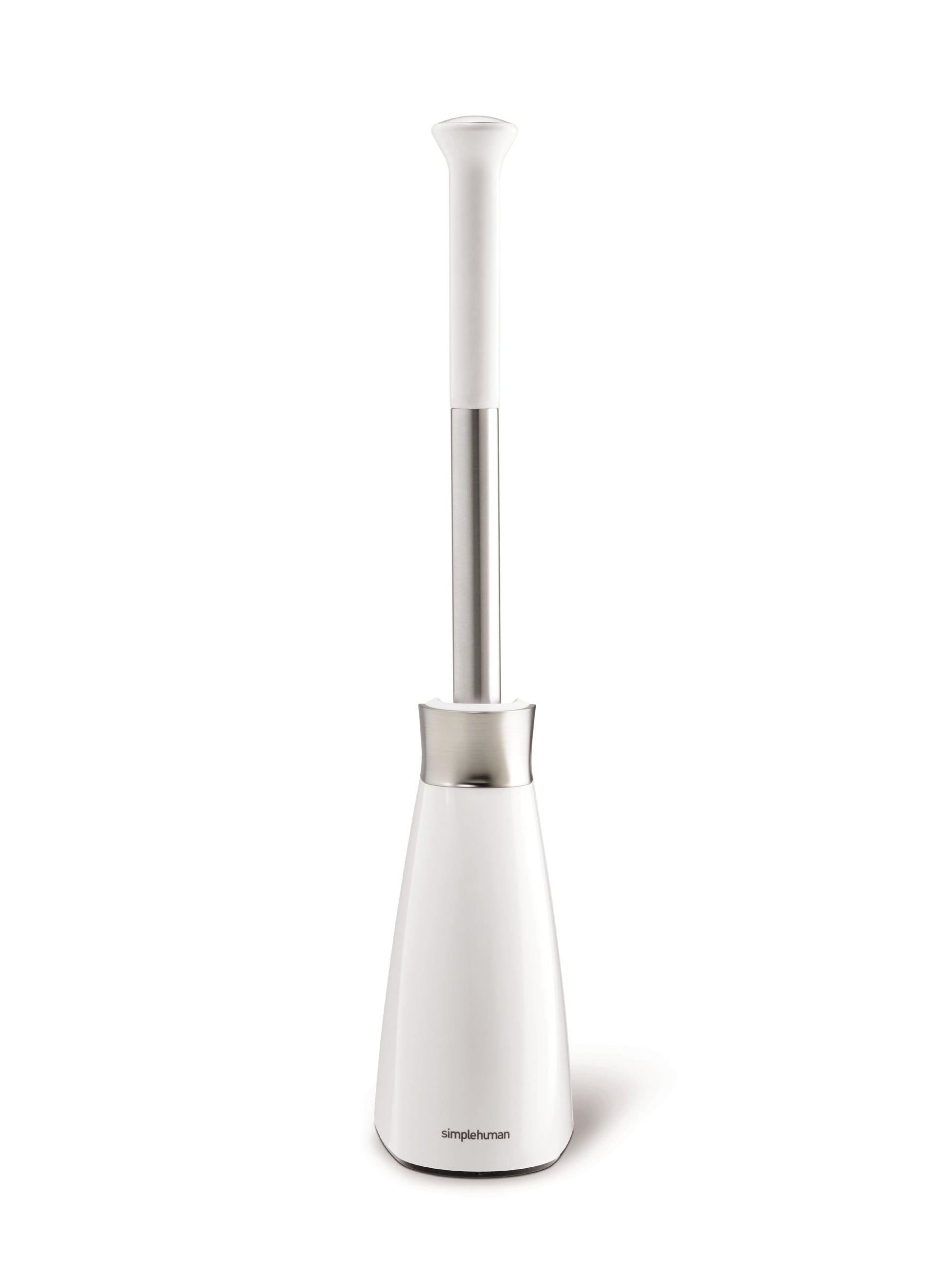 Toilet Brush with Caddy, Stainless Steel, White