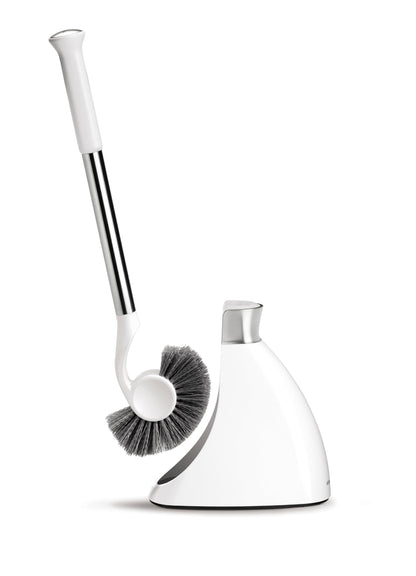 Toilet Brush with Caddy, Stainless Steel, White