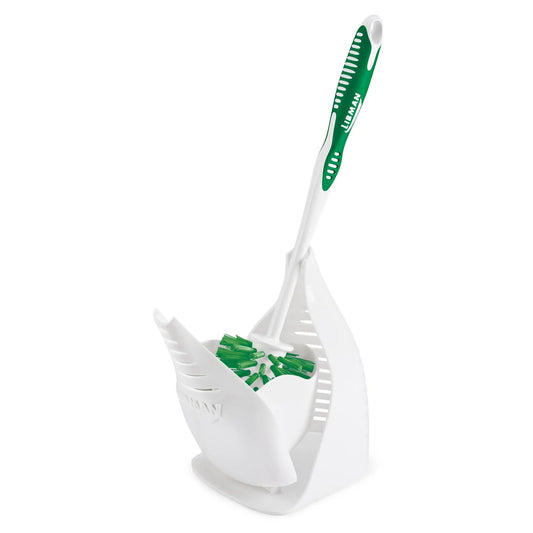 Designer Bowl Brush & Caddy Set White Polypropylene Base Green Fibers Recommended Adult Use